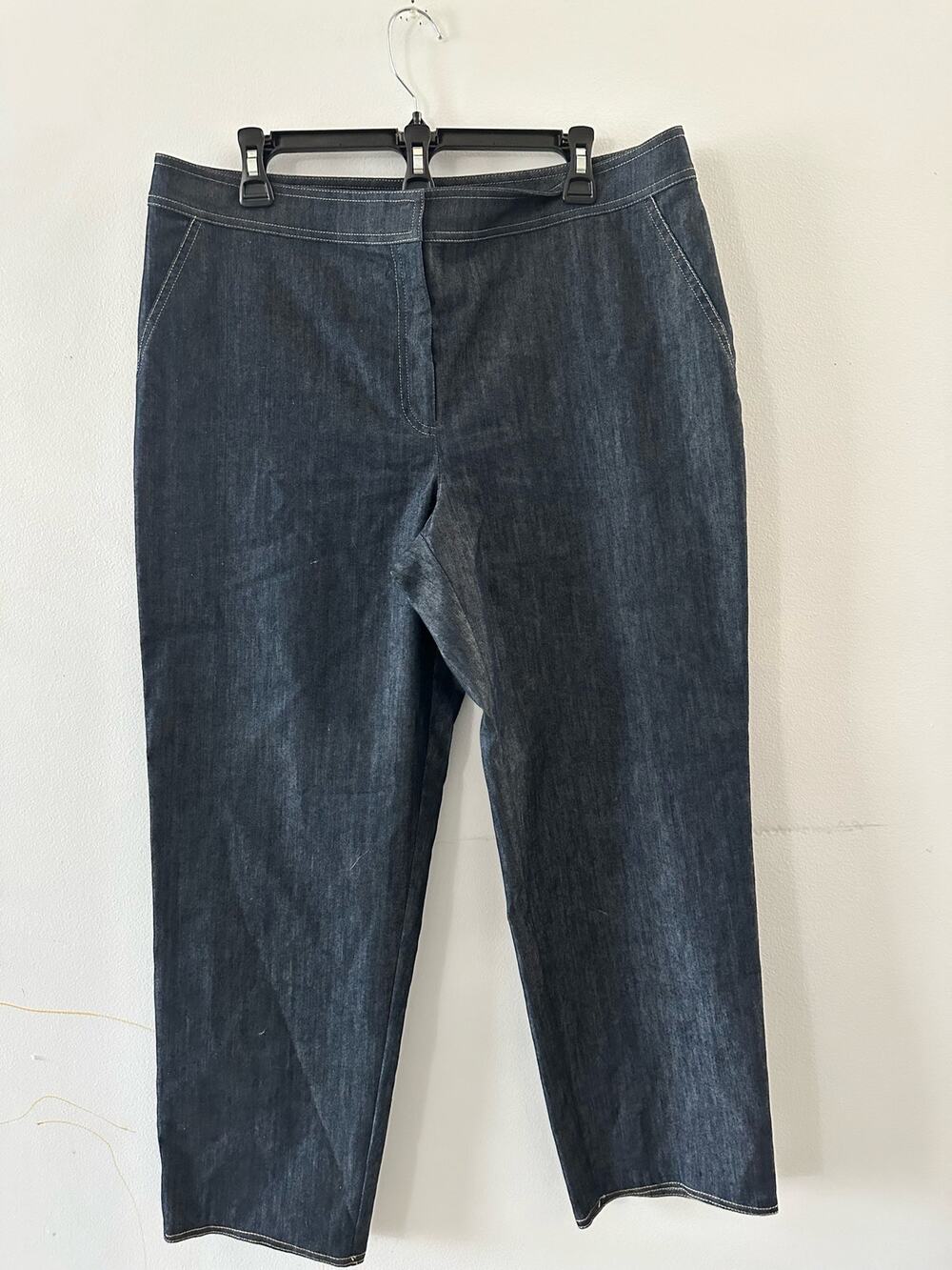 St. John Pants Women's Jeans 14 Denim Chambray Straight Leg Dark Wash